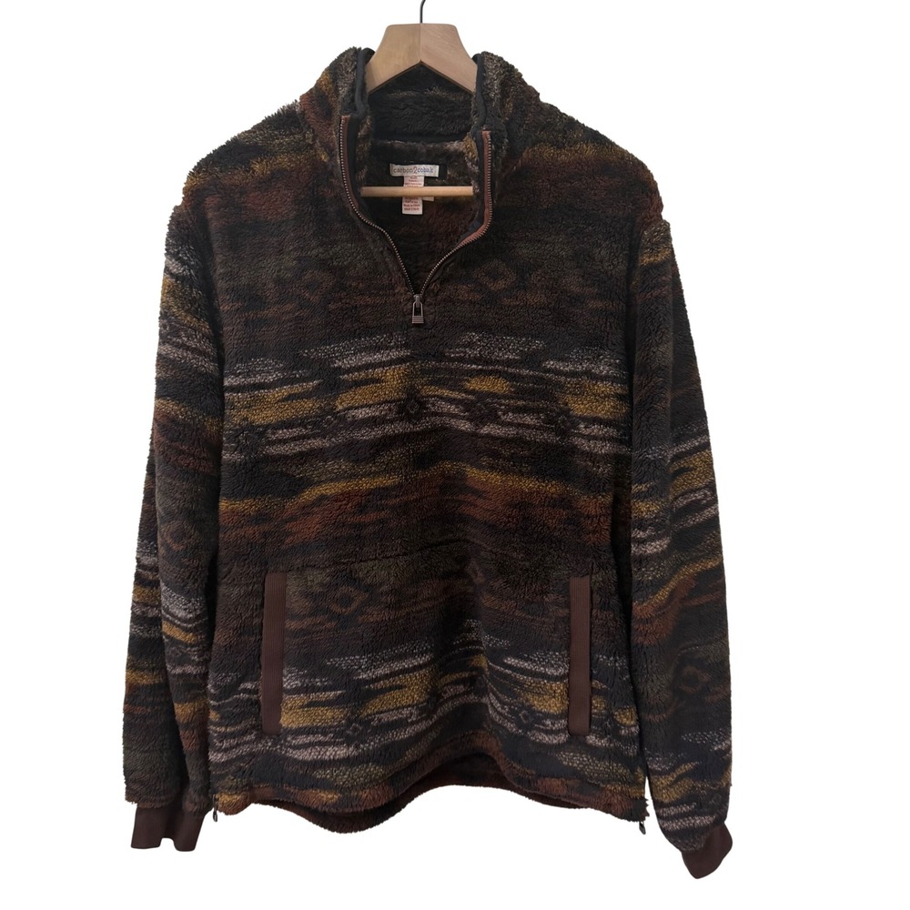 Carbon‎ 2 Cobalt Fleece Pullover Medium Brown Southwestern Sherpa Quarter Zip